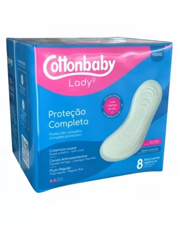 ABSORVENTES HIGIÊNICOS COTTONBABY LADY SEM ABAS SUAVE C/8 UNIDADES