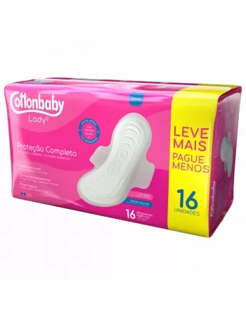 ABSORVENTES HIGIÊNICOS COTTONBABY LADY COM ABAS SUAVE ECONOMIZE C/16 UNIDADES