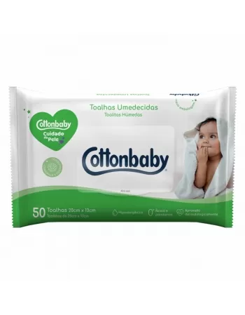 TOALHAS UMEDECIDAS COTTONBABY PREMIUM CUIDADO PELE C/50 UNIDADES