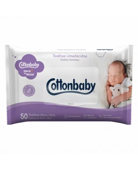 TOALHAS UMEDECIDAS COTTONBABY PREMIUM HORA DE NINAR C/50 UNIDADES