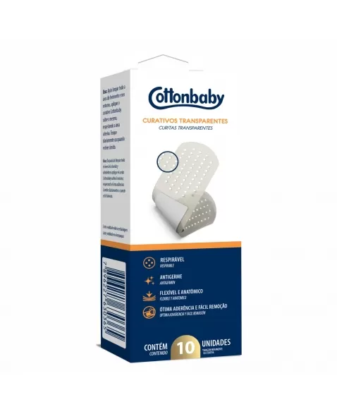 CURATIVOS TRANSPARENTES COTTONBABY C/10 UNIDADES