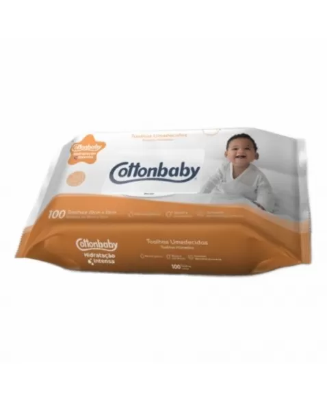 TOALHAS UMEDECIDAS COTTONBABY HIDRATAÇÃO INTENSA C/100 UNIDADES