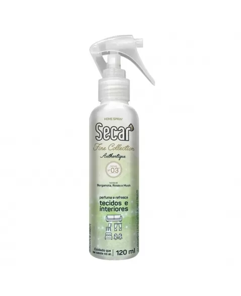 ODORIZADOR DE AMBIENTE HOME SPRAY SECAR FINE COLLECTION AUTHENTIQUE 03 BERGAMOTA, ROSAS E MUSK 120ML