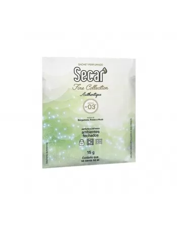SACHET PERFUMADO SECAR FINE COLLECTION AUTHENTIQUE 03 BERGAMOTA, ROSAS E MUSK 15G