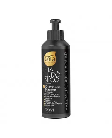 CREME PARA PENTEAR GOTA DOURADA HIALURÔNICO SEM ENXÁGUE PREENCHEDOR CAPILAR 120ML