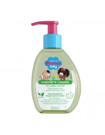SABONETE LÍQUIDO TURMA DA MÔNICA DA CAB. AOS PÉS GLICERINADO COM EXTRATO DE ALOE VERA 200ML