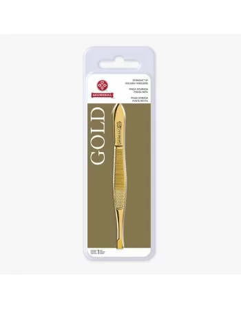 PINÇA INOX MUNDIAL GOLD DOURADA PONTA RETA C/1 UNIDADE