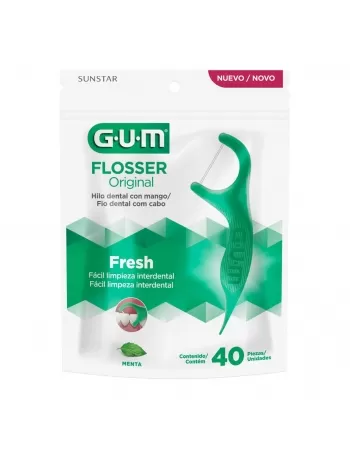 FIO DENTAL COM HASTE G.U.M FLOSSER ORGINAL FRESH C/40 UNIDADES