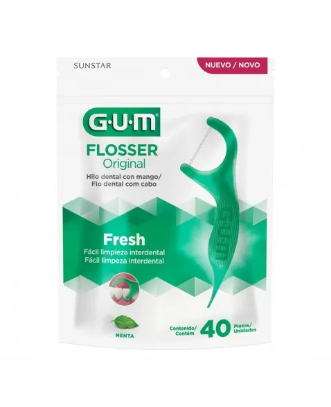 FIO DENTAL COM HASTE G.U.M FLOSSER ORGINAL FRESH C/40 UNIDADES
