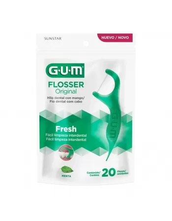 FIO DENTAL COM HASTE G.U.M FLOSSER ORGINAL FRESH C/20 UNIDADES