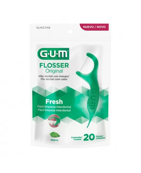 FIO DENTAL COM HASTE G.U.M FLOSSER ORGINAL FRESH C/20 UNIDADES