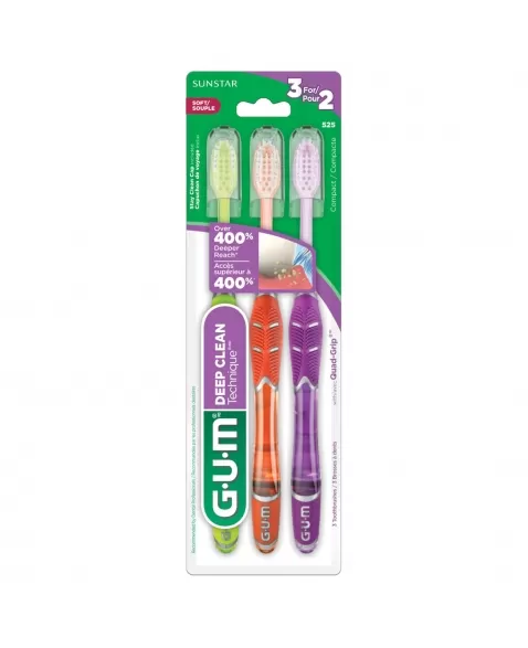 ESCOVA DENTAL G.U.M DEEP CLEAN TECHNIQUE 525 SOFT PACK COM 3 UNIDADES