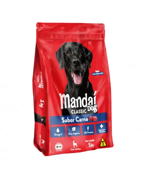 RAÇÃO SECA MANDAÍ DOG CLASSIC CÃES ADULTOS SABOR CARNE 1KG