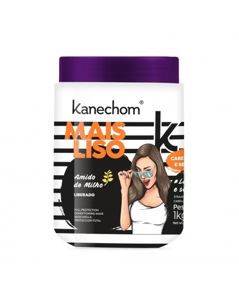 MÁSCARA CAPILAR KANECHOM MAIS LISO, COM AMIDO DE MILHO LISOS E SEM FRIZZ 1KG