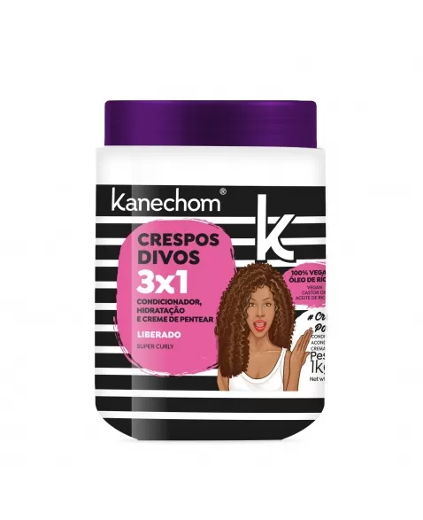 MÁSCARA TRATAMENTO CAPILAR 3X1 KANECHOM CRESPOS DIVOS, CRESPOS PODEROSOS 1KG