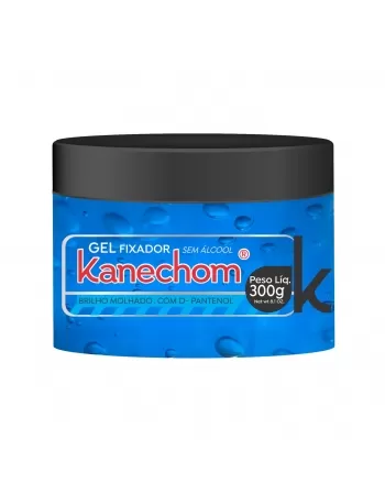 GEL FIXADOR KANECHOM FIXAÇÃO MÉDIA SEM ÁLCOOL BRILHO MOLHADO 300G (AZUL)