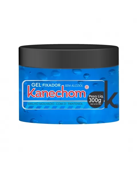 GEL FIXADOR KANECHOM FIXAÇÃO MÉDIA SEM ÁLCOOL BRILHO MOLHADO 300G (AZUL)