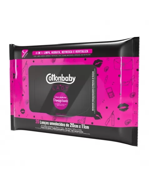 LENÇOS UMEDECIDOS DEMAQUILANTE COTTONBABY LADY C/20 UNIDADES