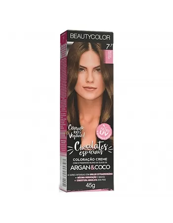 COLORAÇÃO CREME BEAUTY COLOR 7.7 CHOCOLATE DOURADO