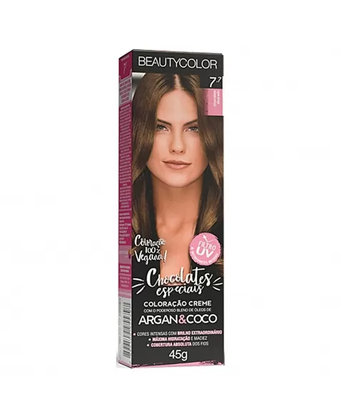 COLORAÇÃO CREME BEAUTY COLOR 7.7 CHOCOLATE DOURADO