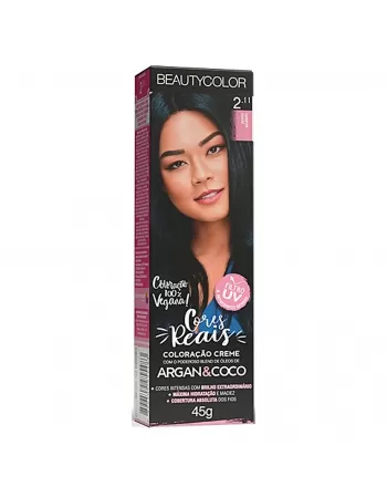 COLORAÇÃO CREME BEAUTY COLOR 2.11 PRETO AZULADO