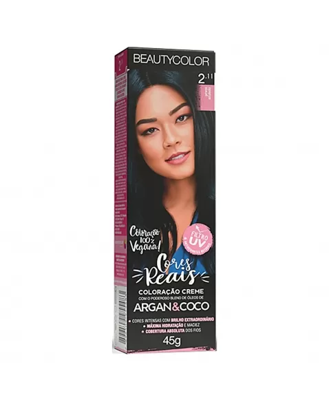 COLORAÇÃO CREME BEAUTY COLOR 2.11 PRETO AZULADO