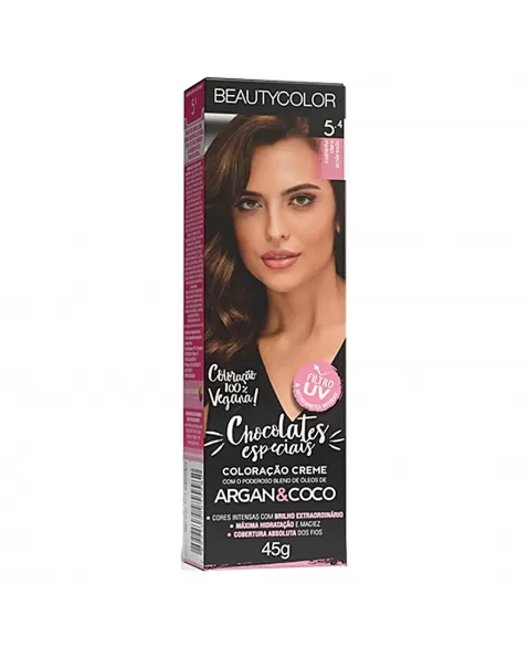 COLORAÇÃO CREME BEAUTY COLOR 5.4 CASTANHO CLARO ACOBREADO