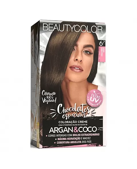 COLORAÇÃO CREME BEAUTY COLOR KIT 6.7 CHOCOLATE SUÍÇO