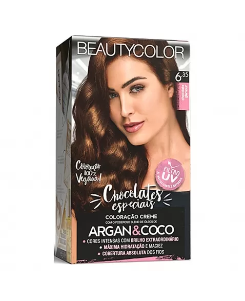 COLORAÇÃO CREME BEAUTY COLOR KIT 6.35 CHOCOLATE GLAMOUR