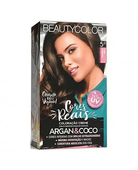 COLORAÇÃO CREME BEAUTY COLOR KIT 5.0 CASTANHO CLARO