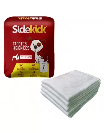 TAPETES HIGIÊNICOS SIDEKICK PARA CÃES FILHOTES E ADULTOS 55X60 CM C/7 UNIDADES