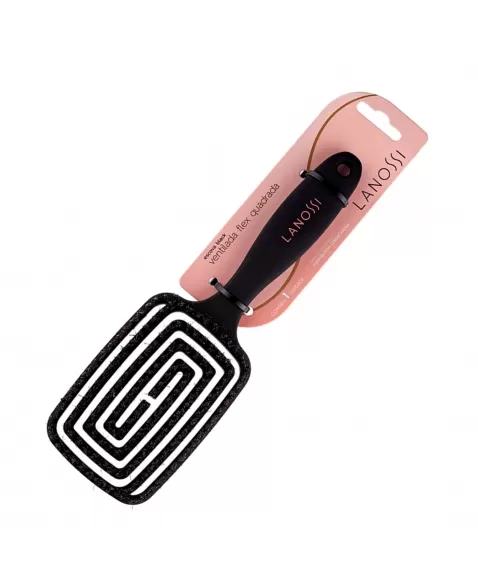 ESCOVA PARA CABELO LANOSSI BLACK VENTILADA FLEX QUADRADA C/1 UNIDADE (LS0027)
