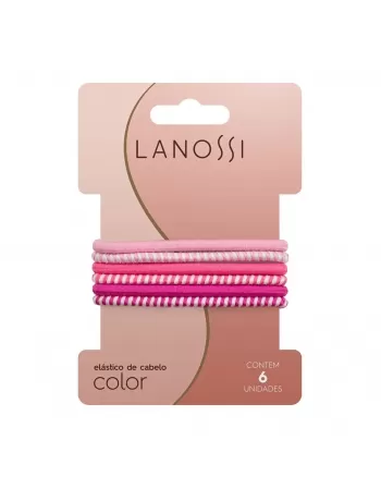 ELÁSTICO DE CABELO LANOSSI COLOR DAILY PINK C/ 6 UNIDADES (LS2524)
