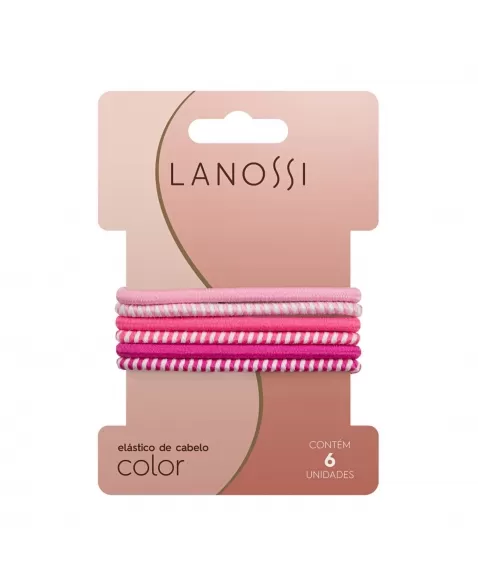 ELÁSTICO DE CABELO LANOSSI COLOR DAILY PINK C/ 6 UNIDADES (LS2524)
