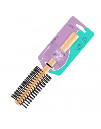 ESCOVA PARA CABELO LANOSSI ESSENCIAL MADEIRA RETA COM CERDAS NYLON C/1 UNIDADE (LS0050)