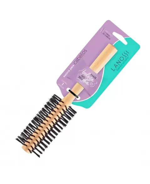 ESCOVA PARA CABELO LANOSSI ESSENCIAL MADEIRA RETA COM CERDAS NYLON C/1 UNIDADE (LS0050)