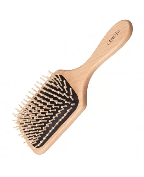 ESCOVA PARA CABELO LANOSSI RAQUETE DE MADEIRA C/1 UNIDADE (LS0020)