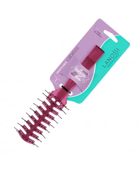 ESCOVA PARA CABELO LANOSSI ESSENCIAL PLÁSTICA PINO RETA C/1 UNIDADE (LS0058)